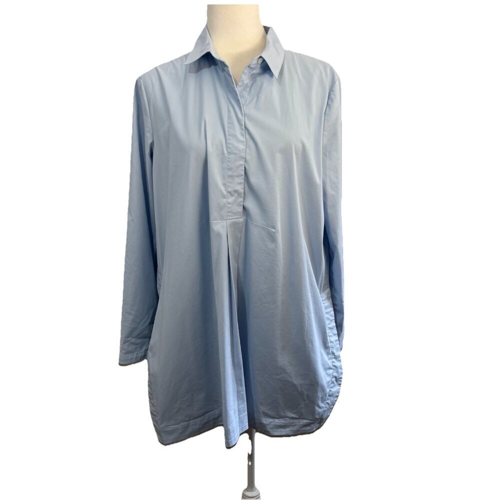 J Jill Light Blue Lagenlook Popover with Hidden Pockets Size Medium